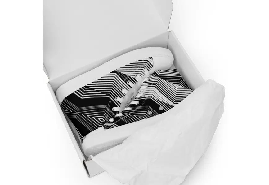 Men’s high top canvas shoes - Black Psychedelic Ben George