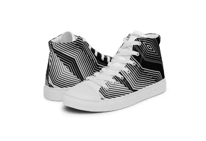 Men’s high top canvas shoes - Black Psychedelic Ben George